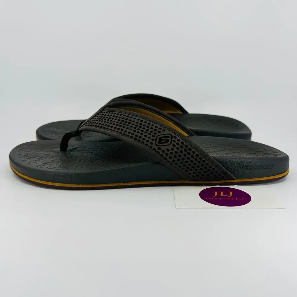 Skechers Men's Relaxed Fit: Pelem - Emiro Thong Sandals Dark Brown 65093 Size 12
